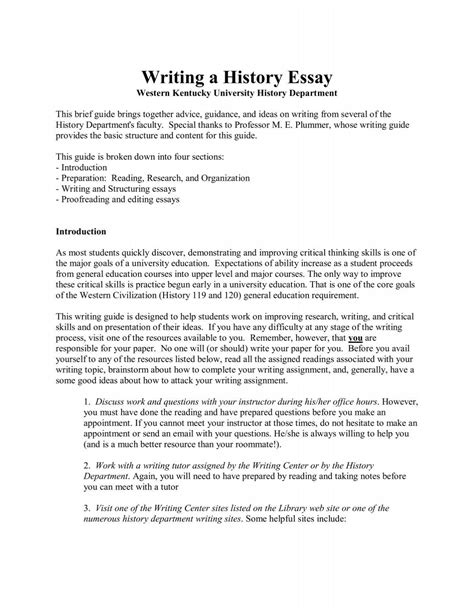 Writing A History Essay Western Kentucky University