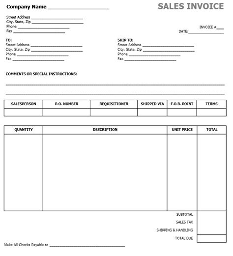 13 Free Sample Sales Invoice Templates Printable Samples