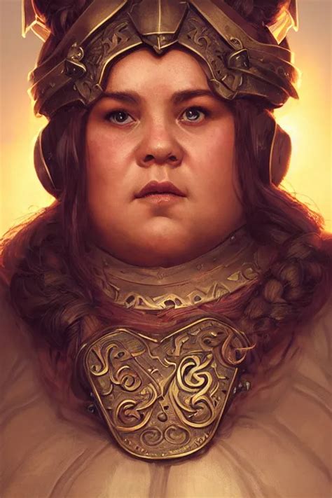 Krea Portrait Chubby Female Dwarf Queen Bronze Dwarven