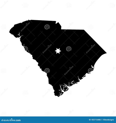 South Carolina Sc State Map Usa With Capital City Star At Columbia