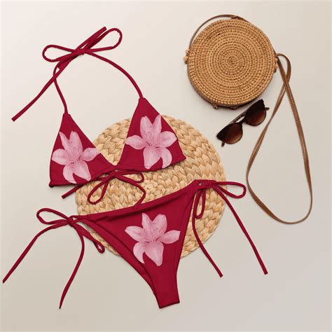 Tropical Bloom Red Floral Bikini Set Walmart