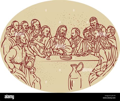 Last Supper Jesus Apostles Drawing Stock Vector Image Art Alamy