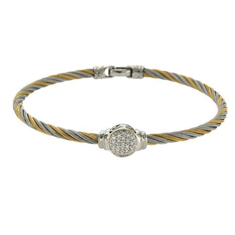 Charriol Philippe 18 Karat Gold and Tow-Tone Steel Diamonds Cable ...