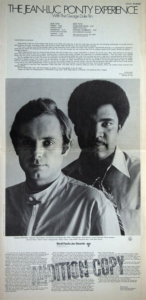 The Jean Luc Ponty Experience With The George Duke Trio Flickr