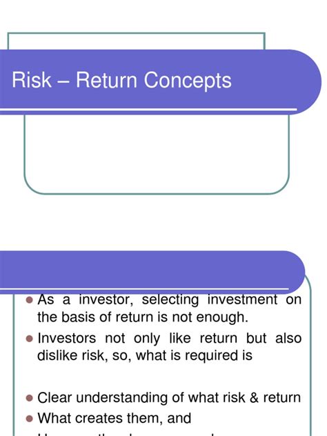 Risk - Return Concepts | PDF | Risk | Bonds (Finance)