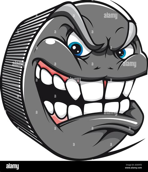 Angry hockey puck mascot in cartoon style Stock Vector Image & Art - Alamy