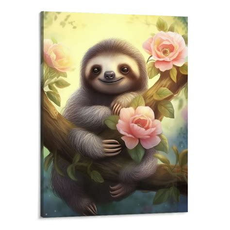 Pratyus Sloth Canvas Wall Art Painting Scenery Artwork Picture For