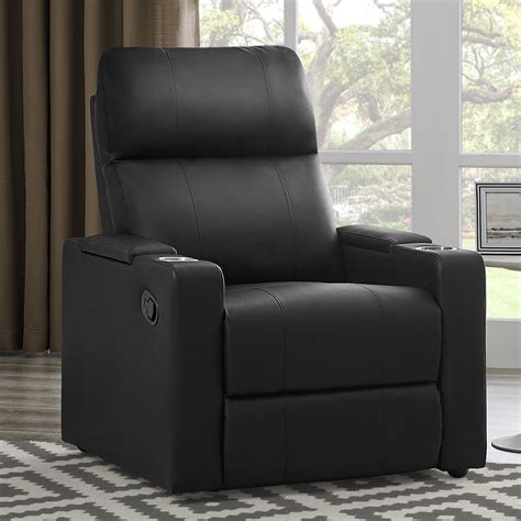 Mainstays Home Theater Recliner with USB charging ports, Faux Leather ...