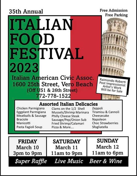 Italian Food Festival | Italian American Club Vero Beach | March 10, 2023