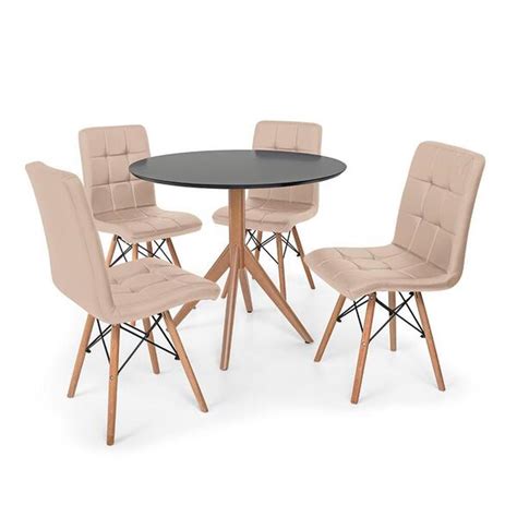 Conjunto Mesa De Jantar Maitê cm Preta Cadeiras Eiffel Gomos Nude Leroy Merlin
