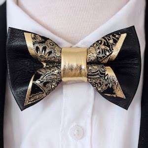 Black and Gold Mens Bow Tie for Men Wedding Bow Tie Set - Etsy