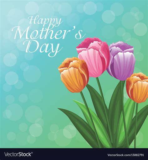 Happy mothers day greeting card beautiful flowers Vector Image