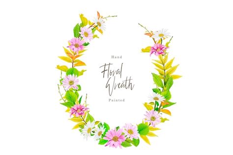 Premium Vector Watercolor Floral Daisy Wreath Collection