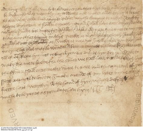 Love Letter Of King Henry VIII To Anne Boleyn