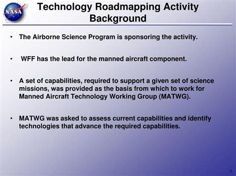 PPT NASA Airborne Science Technology Roadmap Development Manned