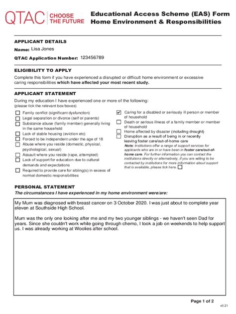 Fillable Online Educational Access Scheme EAS Form Home Fax Email