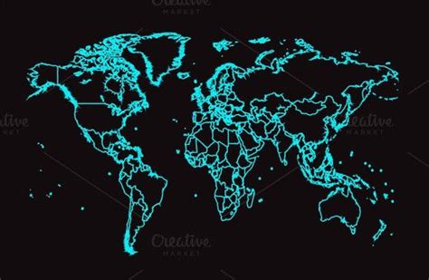 World Map With Borders Neon Neon Detailed World Map Photo Overlays