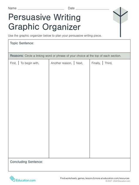 Persuasive Writing Graphic Organizer Pdf