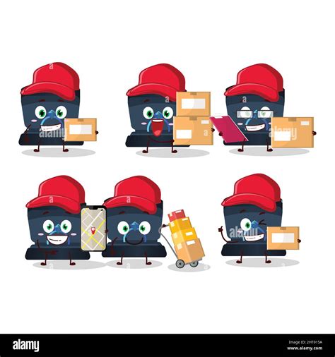 Cartoon Character Design Of Navy Ring Box Working As A Courier Vector