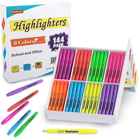 Shuttle Art 144 Pack Highlighters Highlighters Assorted