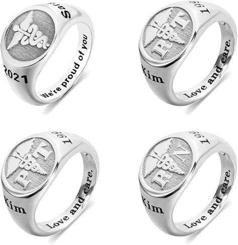 Ailin Custom Caduceus Rings Sterling Silver 925 Profession Personalized