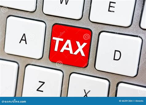 Written Word Tax On Red Keyboard Button Stock Photo Image Of Bank