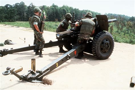 A Right Rear View Of A Mm Howitzer Gun Section From The Artillery