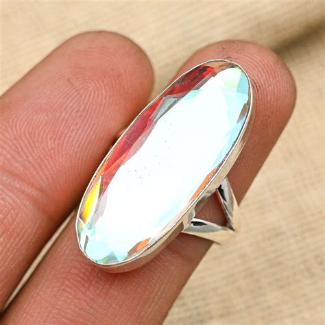 Rainbow Mystic Topaz Gemstone Handmade Jewelry Sterling Silver Ring