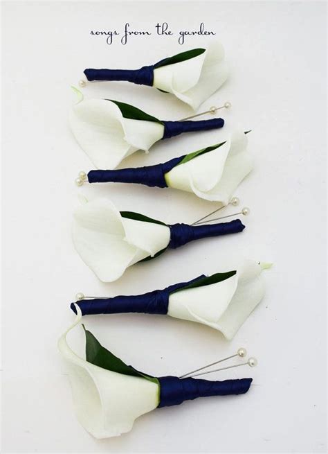 Real Touch White Calla Lily Boutonnieres Groom Groomsmen Wedding Flower