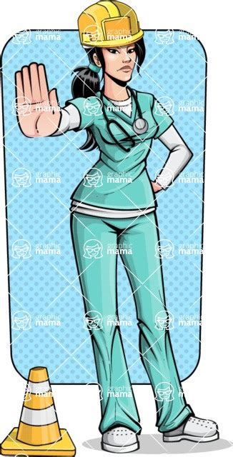 Pop Art Style Female Nurse Cartoon Character Shape Graphicmama