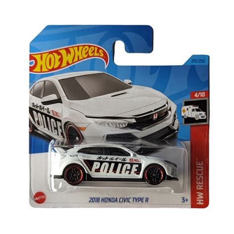 Masinuta Metalica Hot Wheels Honda Civic Type R Police Alb EMAG Ro