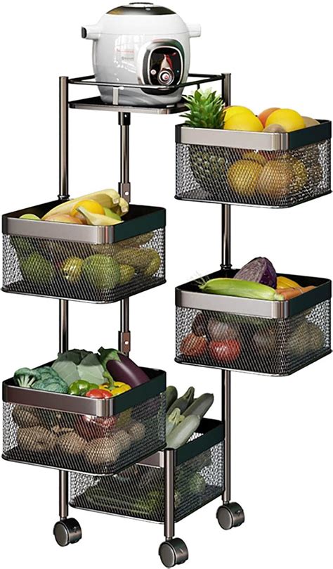 Tier Rotating Fruit And Vegetable Storage Square Rotating