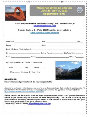 Fillable Online Classicairstream Wbcci STATE OF WYOMING Application For