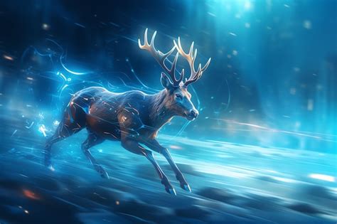 Premium AI Image | a deer running in the snow