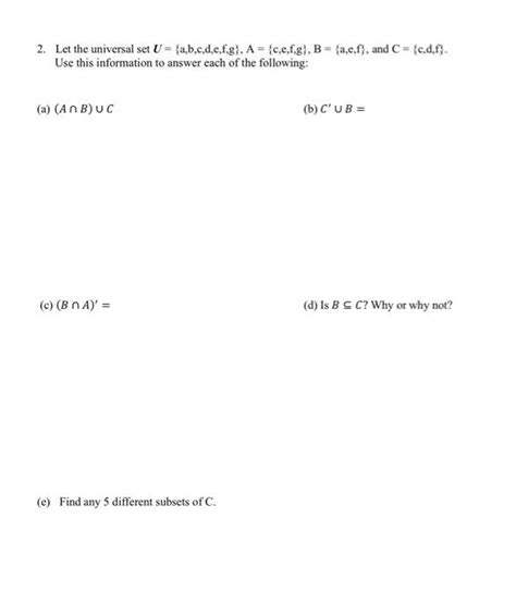 Solved 2 Let The Universal Set