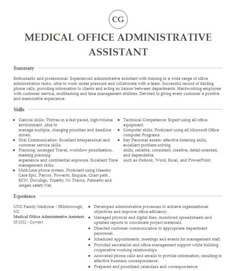 Medical Office Administrative Assistant Resume Objective