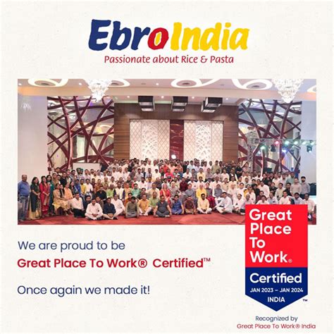 Ebro India Once Again Great Place To Work Ebro Foods