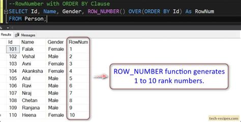 How To Use Rownumber Function In Sql Server