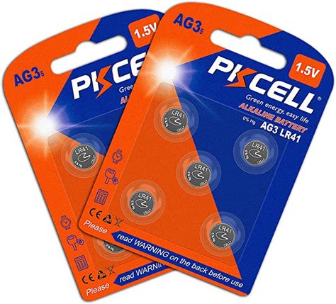 PKCELL 10 Pack AG3 LR41 LR192 V3GA SR41 192 392 SR736 1 5V Button Coin