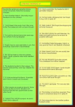 Linking Words Of Contrast By Chihabb Othmonnre TPT