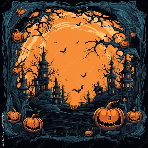 Halloween Border Design Background Pumpkin Halloween In Dark Night