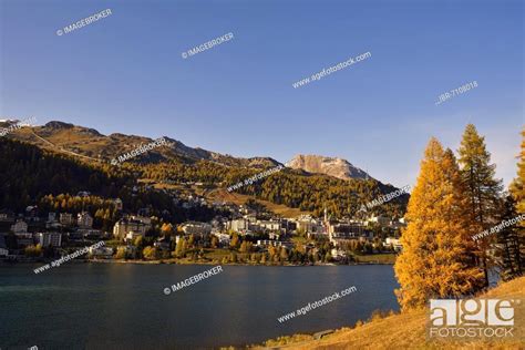 St Moritz in autumn with St Moritzersee Engadin Graubünden