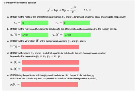 Solved Consider The Differential Equation Y 6y 9y