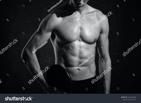 Wellbuilt Male Athlete Naked Muscular Body Stock Photo 1302668890