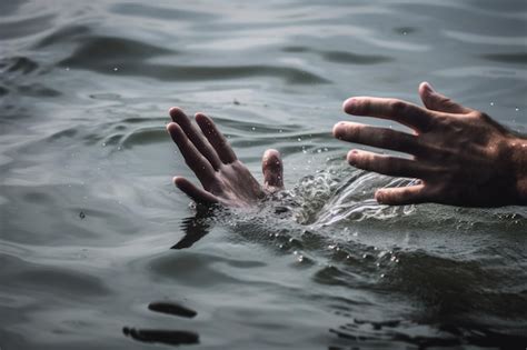 La Mano De Un Hombre Que Se Ahoga Sobre La Superficie Del Agua Foto