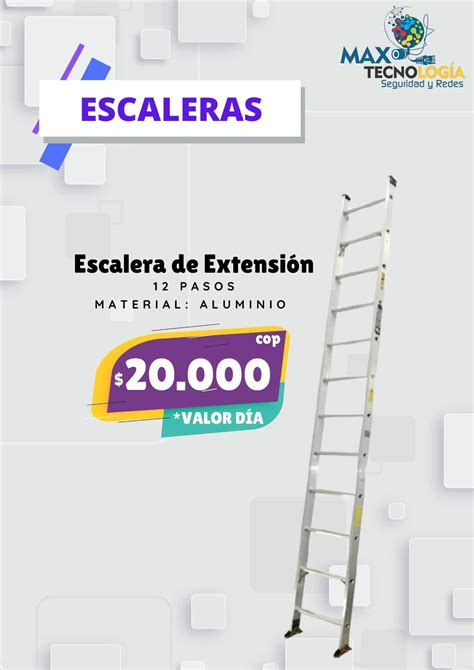 Alquiler Escalera de Extensión 12 Pasos Metálica aluminio MAX