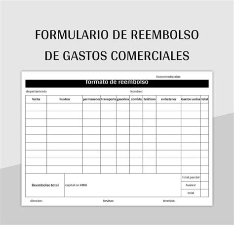 Plantilla De Formato Excel Formulario De Reembolso De Gastos