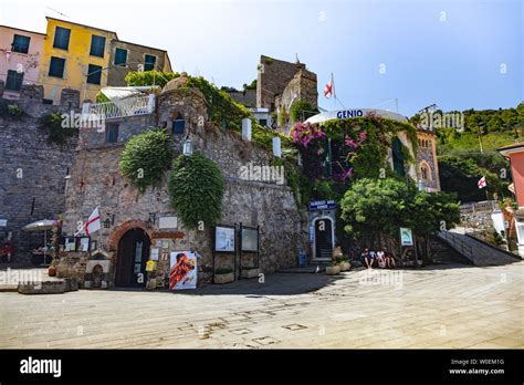 Portovenere, Cinque Terre, Liguria, Italy - August 09, 2018 - View of the tourist office and ...