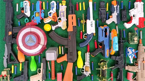 Collecting 7 Sniper Rifles AK 47 Captain America Nerf Gun Glock Pistol