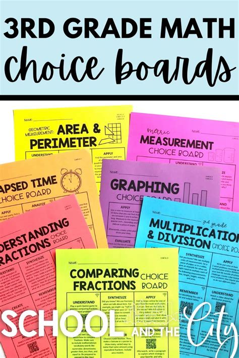 Rd Grade Math Choice Boards Bundle Extension Activities Print